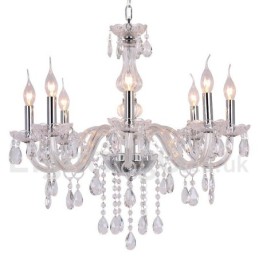 Lustre estilo vela de cristal K9 contemporâneo de 8 luzes
