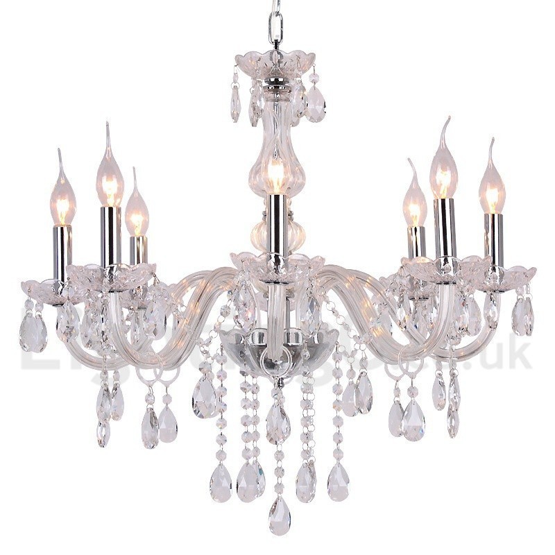 Lustre estilo vela de cristal K9 contemporâneo de 8 luzes