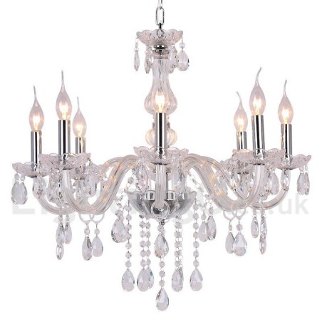 Lustre estilo vela de cristal K9 contemporâneo de 8 luzes Lustre estilo vela de cristal K9 contemporâneo de 8 luzes