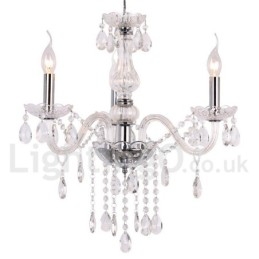 Lustre estilo vela de cristal K9 contemporâneo de 3 luzes