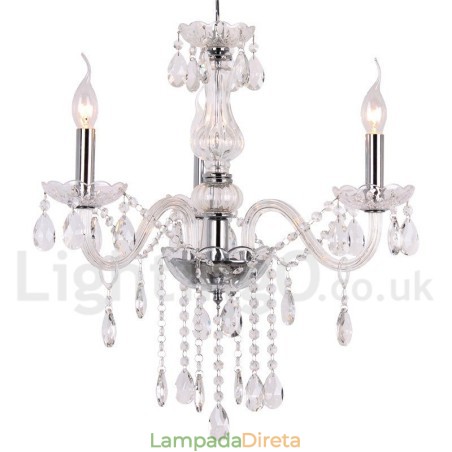 Lustre estilo vela de cristal K9 contemporâneo de 3 luzes Lustre estilo vela de cristal K9 contemporâneo de 3 luzes