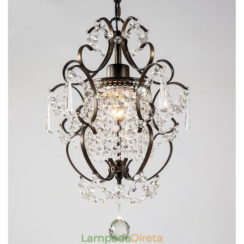 Lustre de pintura de ferro com lâmpada de iluminação moderna de cristal transparente