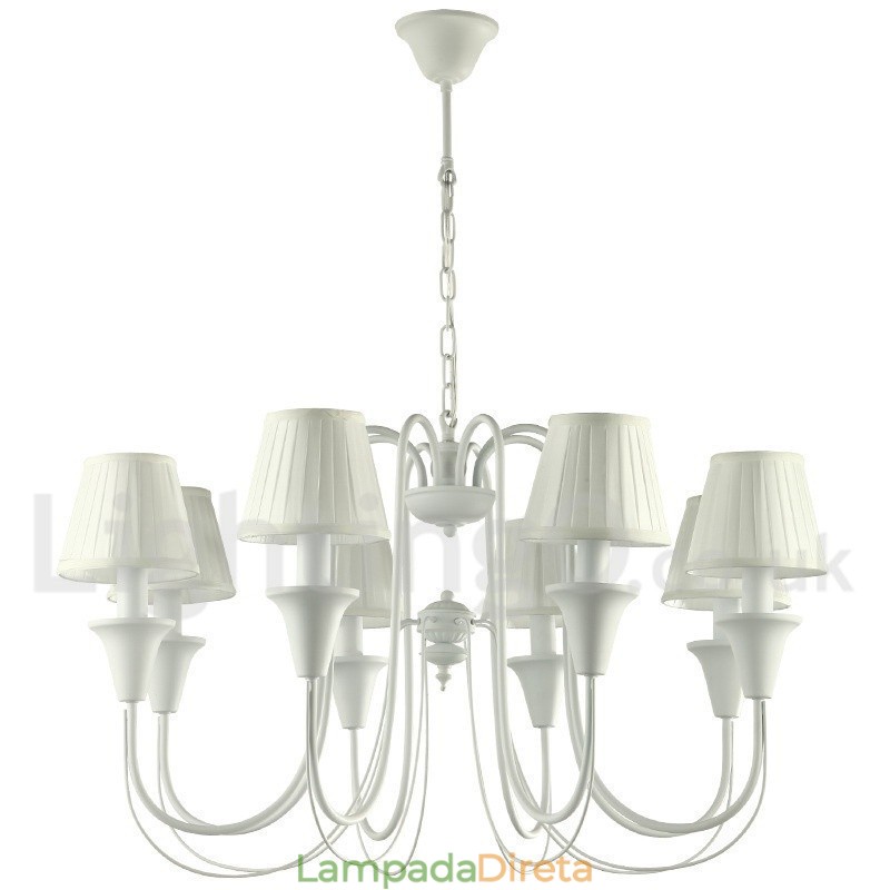 Lustre estilo vela retrô branco de 8 luzes
