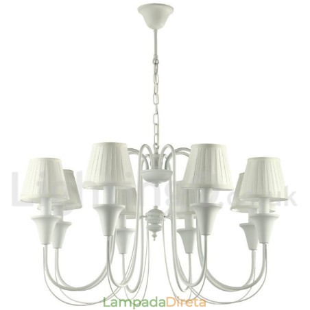 Lustre estilo vela retrô branco de 8 luzes Lustre estilo vela retrô branco de 8 luzes