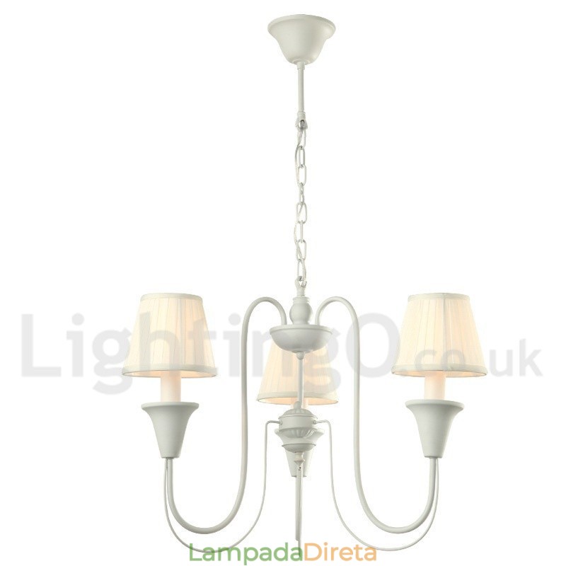 Lustre estilo vela retrô branco de 3 luzes