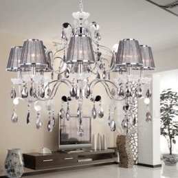8 Lustre estilo vela de cristal K9 cinza claro