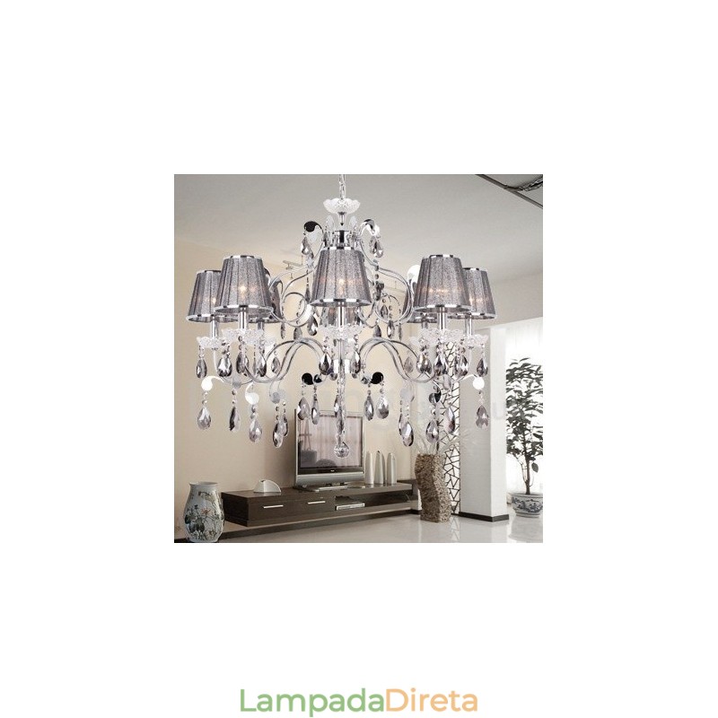8 Lustre estilo vela de cristal K9 cinza claro
