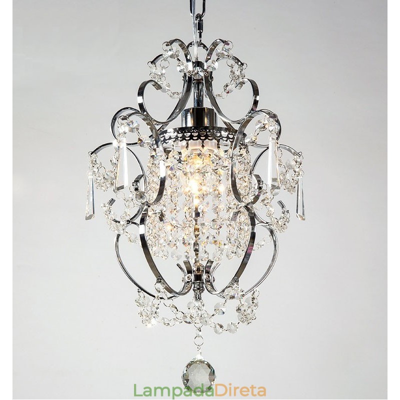 Lustre de pintura de ferro com lâmpada de iluminação moderna de cristal transparente