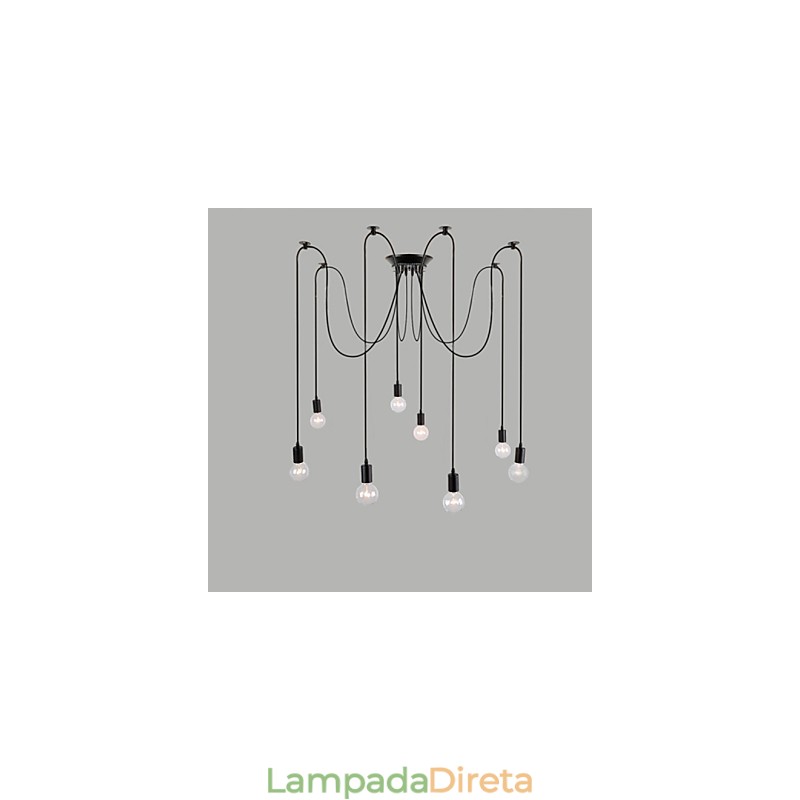 8 Luzes Lustre Pendente Tradicional Clássico Retro Metal