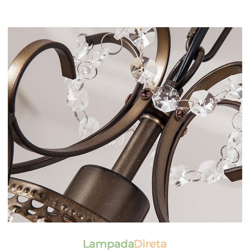 Lustre de pintura de ferro com lâmpada de iluminação moderna de cristal transparente
