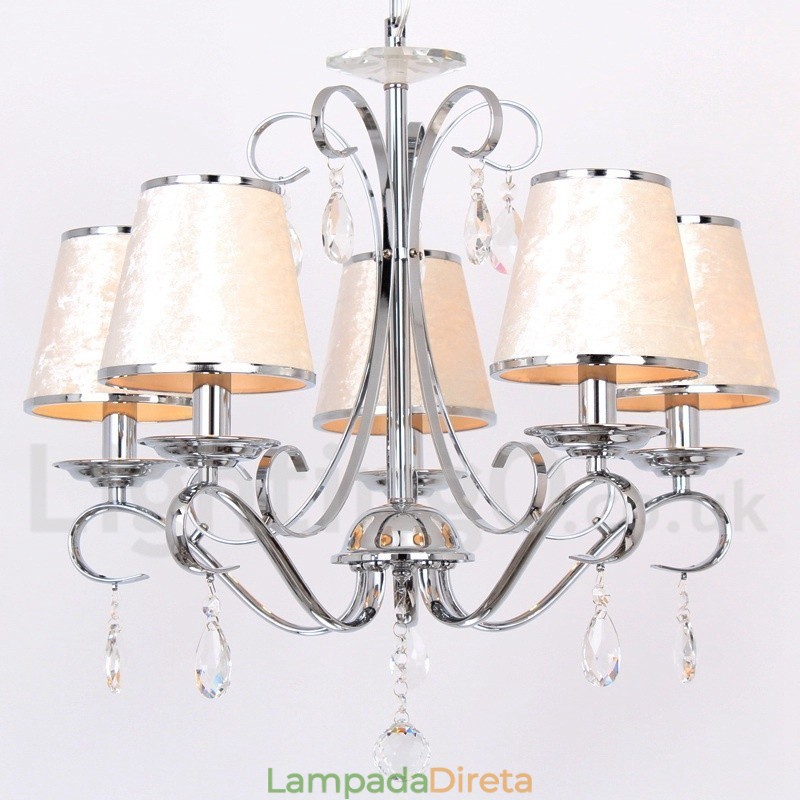 Lustre estilo vela de cristal K9 contemporâneo de 5 luzes