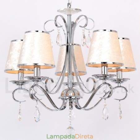 Lustre estilo vela de cristal K9 contemporâneo de 5 luzes Lustre estilo vela de cristal K9 contemporâneo de 5 luzes