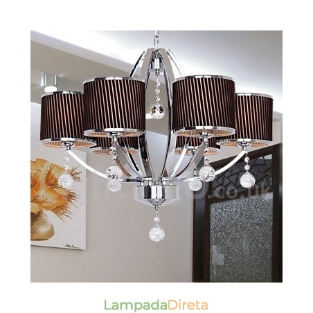 Lustre estilo vela de cristal K9 contemporâneo de 6 luzes Lustre estilo vela de cristal K9 contemporâneo de 6 luzes