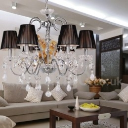 Lustre estilo vela de cristal K9 contemporâneo de 6 luzes