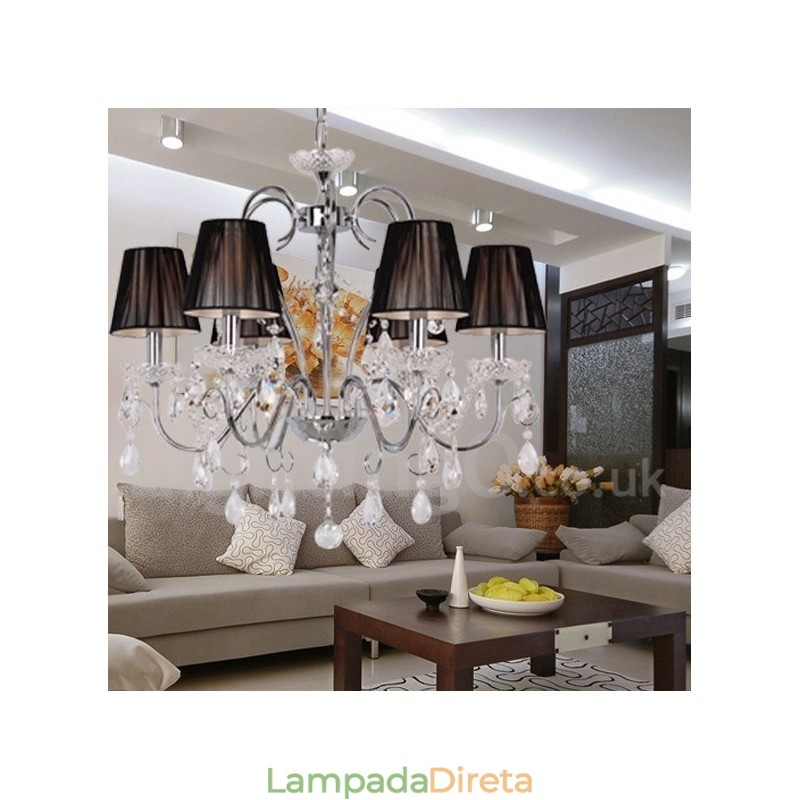 Lustre estilo vela de cristal K9 contemporâneo de 6 luzes