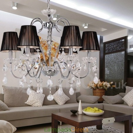 Lustre estilo vela de cristal K9 contemporâneo de 6 luzes Lustre estilo vela de cristal K9 contemporâneo de 6 luzes