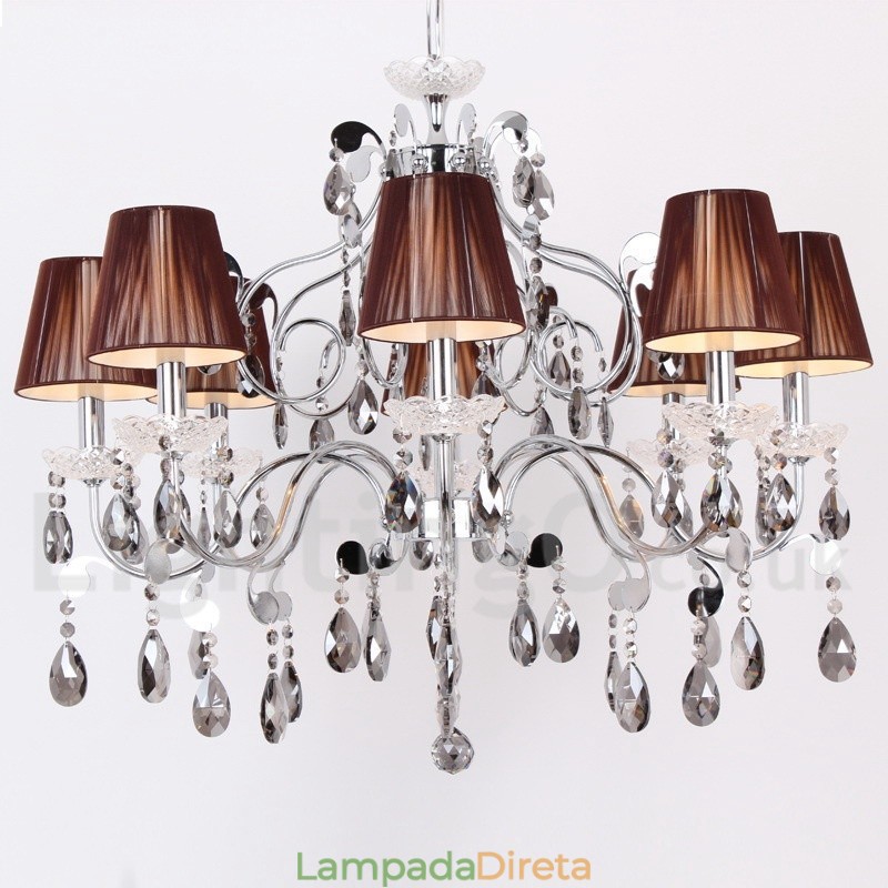 Lustre estilo vela de cristal K9 contemporâneo de 8 luzes