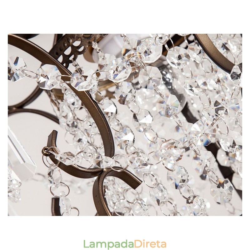 Lustre de pintura de ferro com lâmpada de iluminação moderna de cristal transparente