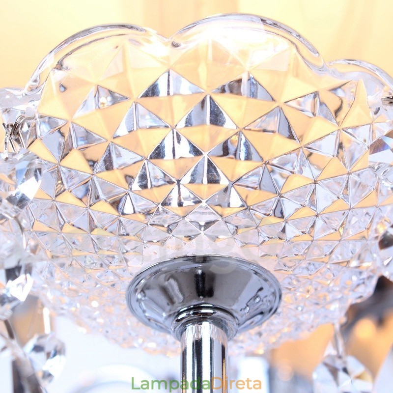 Lustre estilo vela de cristal K9 contemporâneo de 8 luzes