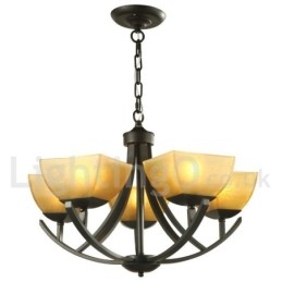 Lustre estilo vela preta estilo mediterrâneo de 5 luzes