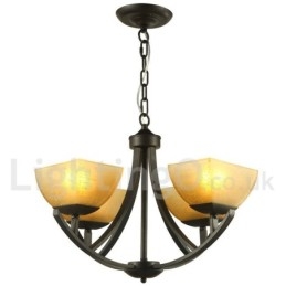 Lustre estilo vela preta estilo mediterrâneo de 4 luzes