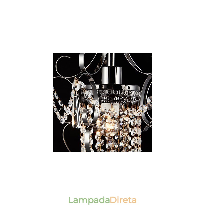 Lustre de pintura de ferro com lâmpada de iluminação moderna de cristal transparente
