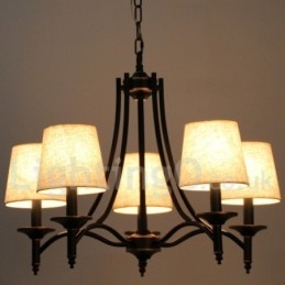 Lustre estilo vela contemporâneo preto retrô rústico de 5 luzes