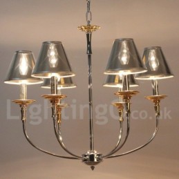 Lustre moderno contemporâneo cromado estilo vela de 6 luzes