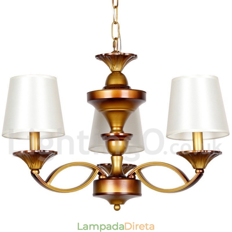 Lustre estilo retrô mediterrâneo de 3 luzes estilo vela rústica
