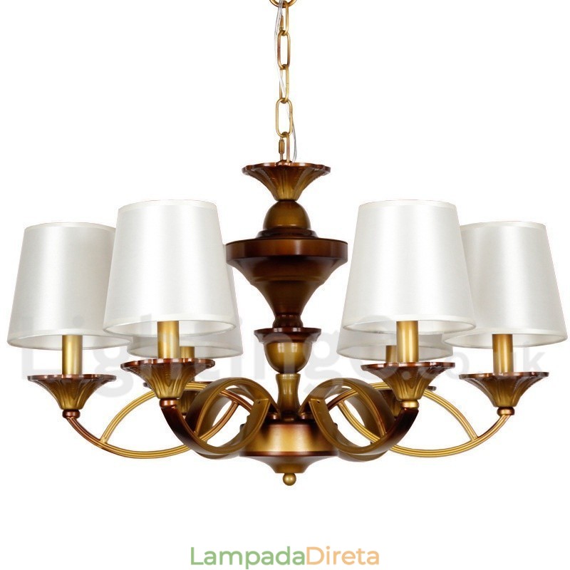 Lustre estilo retrô mediterrâneo estilo vela rústica de 6 luzes