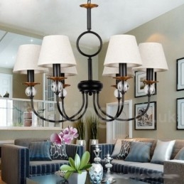 Lustre estilo vela contemporâneo estilo mediterrâneo retrô preto rústico de 6 luzes