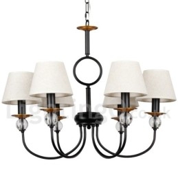 Lustre estilo vela contemporâneo estilo mediterrâneo retrô preto rústico de 6 luzes