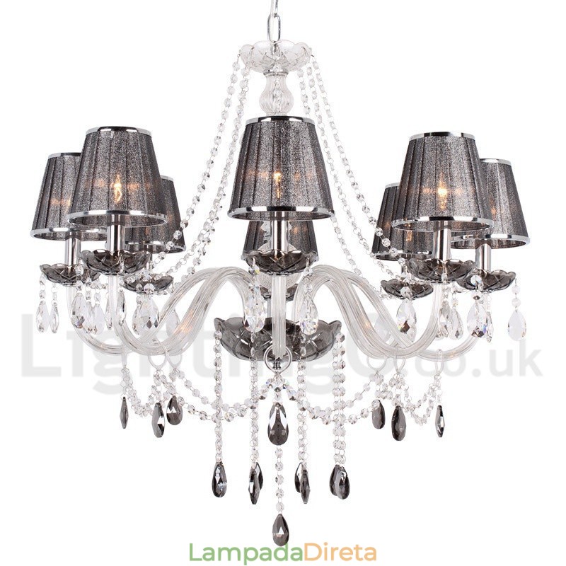 Lustre estilo vela de cristal K9 de 8 luzes