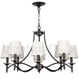 Lustre estilo vela contemporâneo retrô rústico preto de 8 luzes