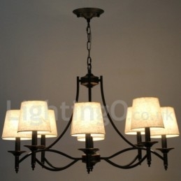 Lustre estilo vela contemporâneo retrô rústico preto de 8 luzes