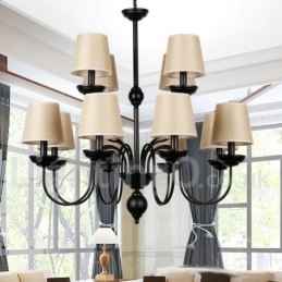 Lustre estilo vela contemporâneo retrô de 2 níveis, rústico, de 12 luzes