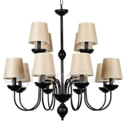 Lustre estilo vela contemporâneo retrô de 2 níveis, rústico, de 12 luzes