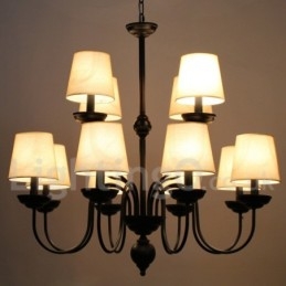 Lustre estilo vela contemporâneo retrô de 2 níveis, rústico, de 12 luzes