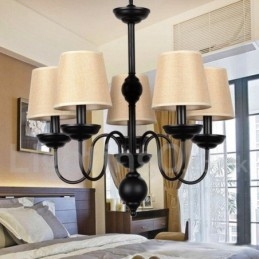 Lustre estilo vela contemporâneo retrô rústico de 5 luzes