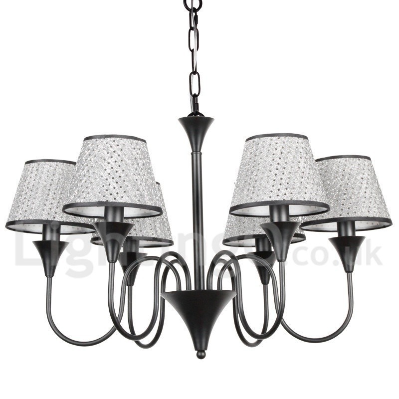 Lustre estilo vela preta retrô contemporâneo moderno rústico de 6 luzes