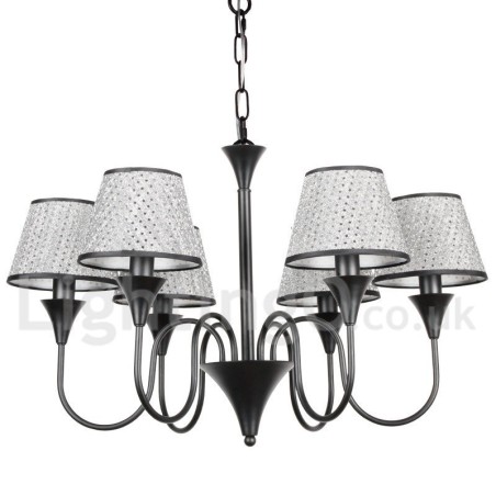 Lustre estilo vela preta retrô contemporâneo moderno rústico de 6 luzes Lustre estilo vela preta retrô contemporâneo moderno rústico de 6 luzes
