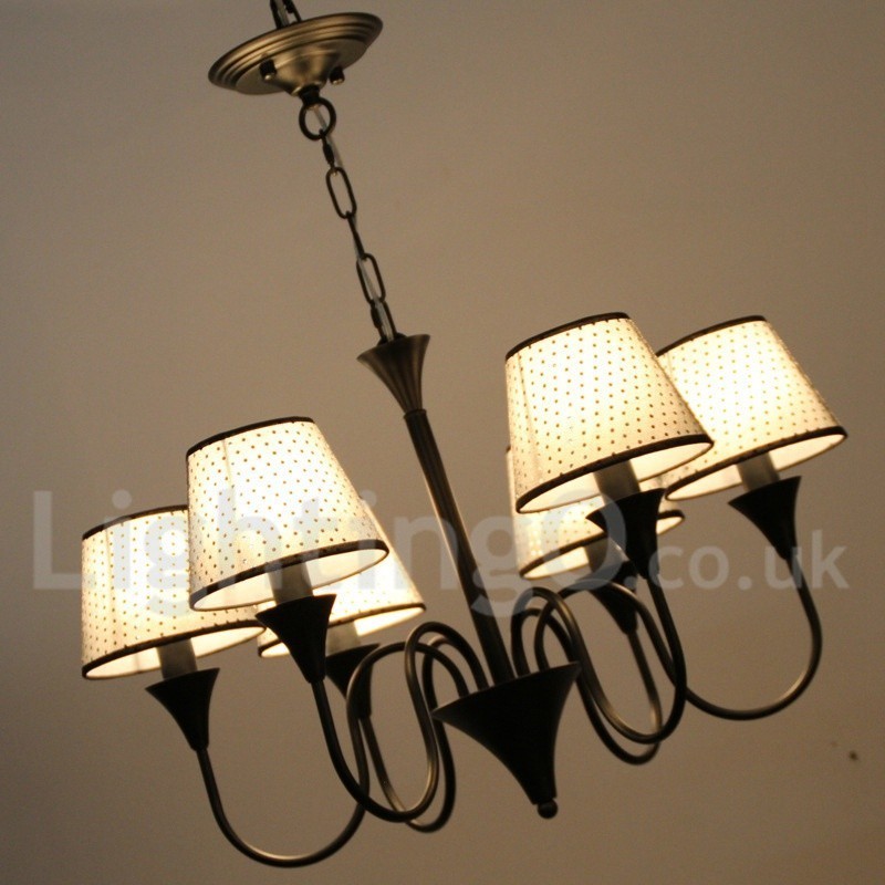Lustre estilo vela preta retrô contemporâneo moderno rústico de 6 luzes