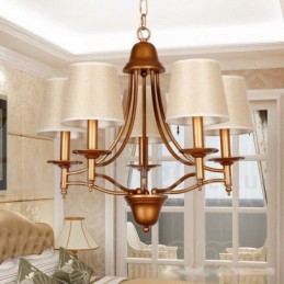 Lustre estilo vela estilo mediterrâneo retrô rústico de 5 luzes