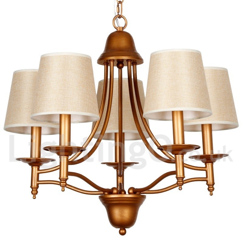 Lustre estilo vela estilo mediterrâneo retrô rústico de 5 luzes