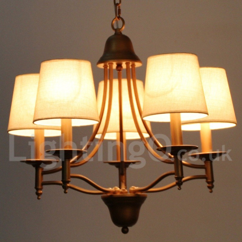 Lustre estilo vela estilo mediterrâneo retrô rústico de 5 luzes