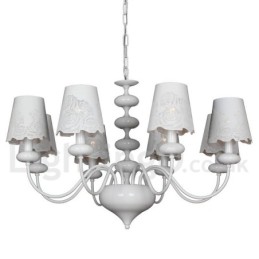 Lustre moderno contemporâneo de 8 luzes estilo vela branca vazada