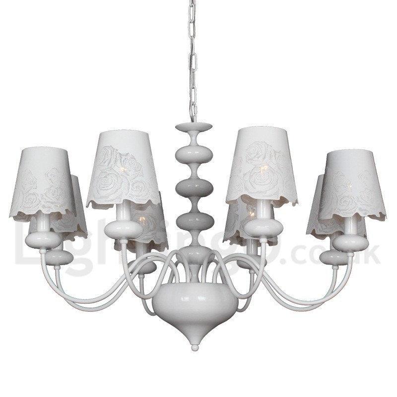 Lustre moderno contemporâneo de 8 luzes estilo vela branca vazada