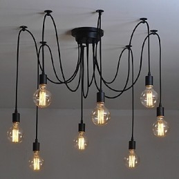 8 Luzes Lustre Pendente Tradicional Clássico Retro Metal
