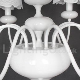 Lustre moderno contemporâneo de 8 luzes estilo vela branca vazada