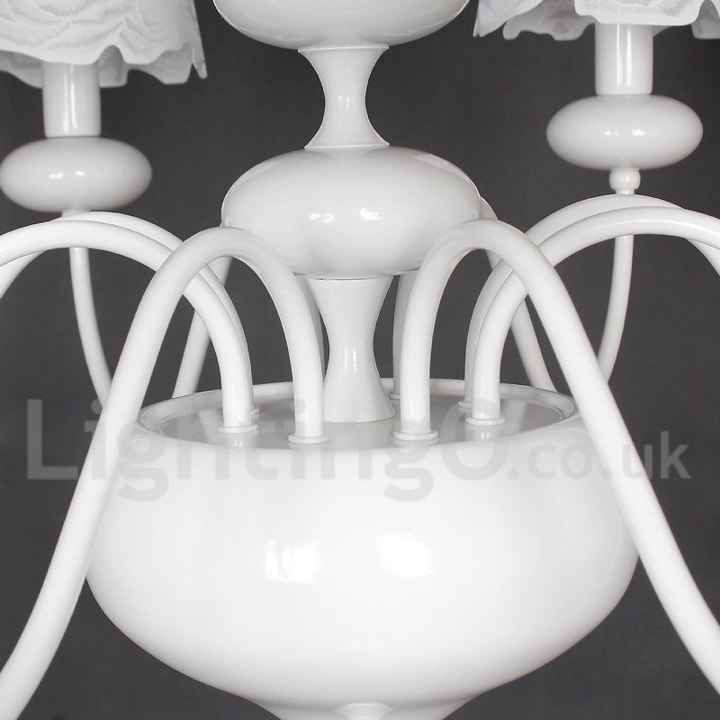 Lustre moderno contemporâneo de 8 luzes estilo vela branca vazada